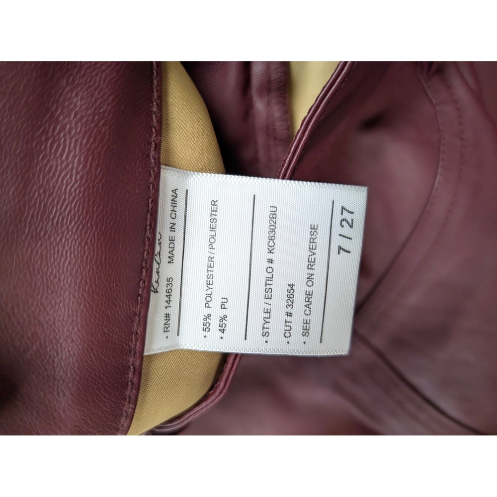 KanCan High Rise Faux Leather Skinny Pants Burgundy Ankle Zip KC7328MA Size 7/27 - Picture 11 of 13